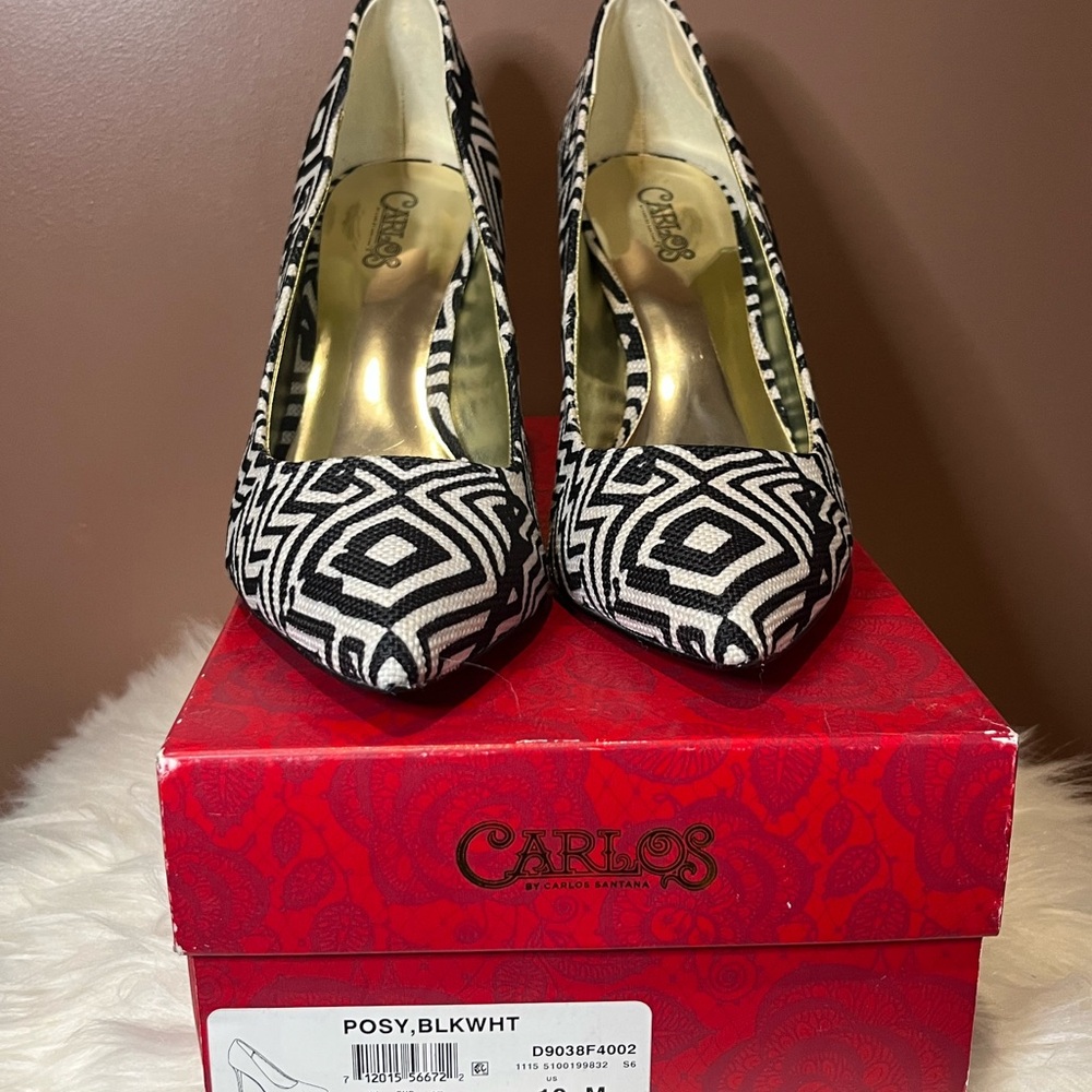 Black and White Geometric Pattern High Heels